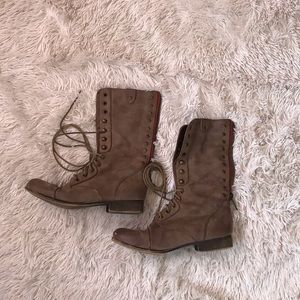 Faux Leather Lace up Boots